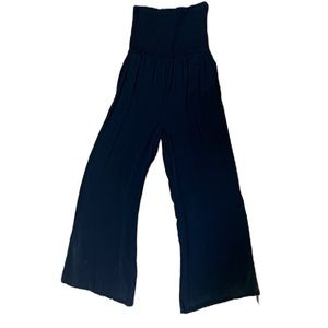 *Women's Black Romper with Smocked Top - Size Large*